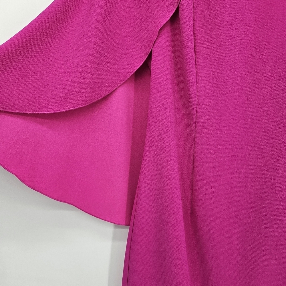 Trina Turk Hot Pink Crepe Cape Dress Womens Size 6 - Picture 3 of 6